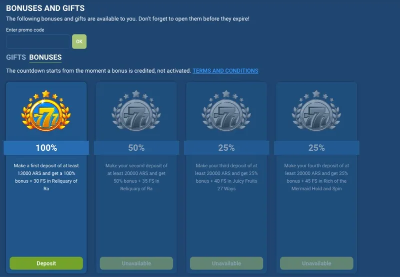 1xBet welcome bonus tiers showing wagering requirements and bonus structure